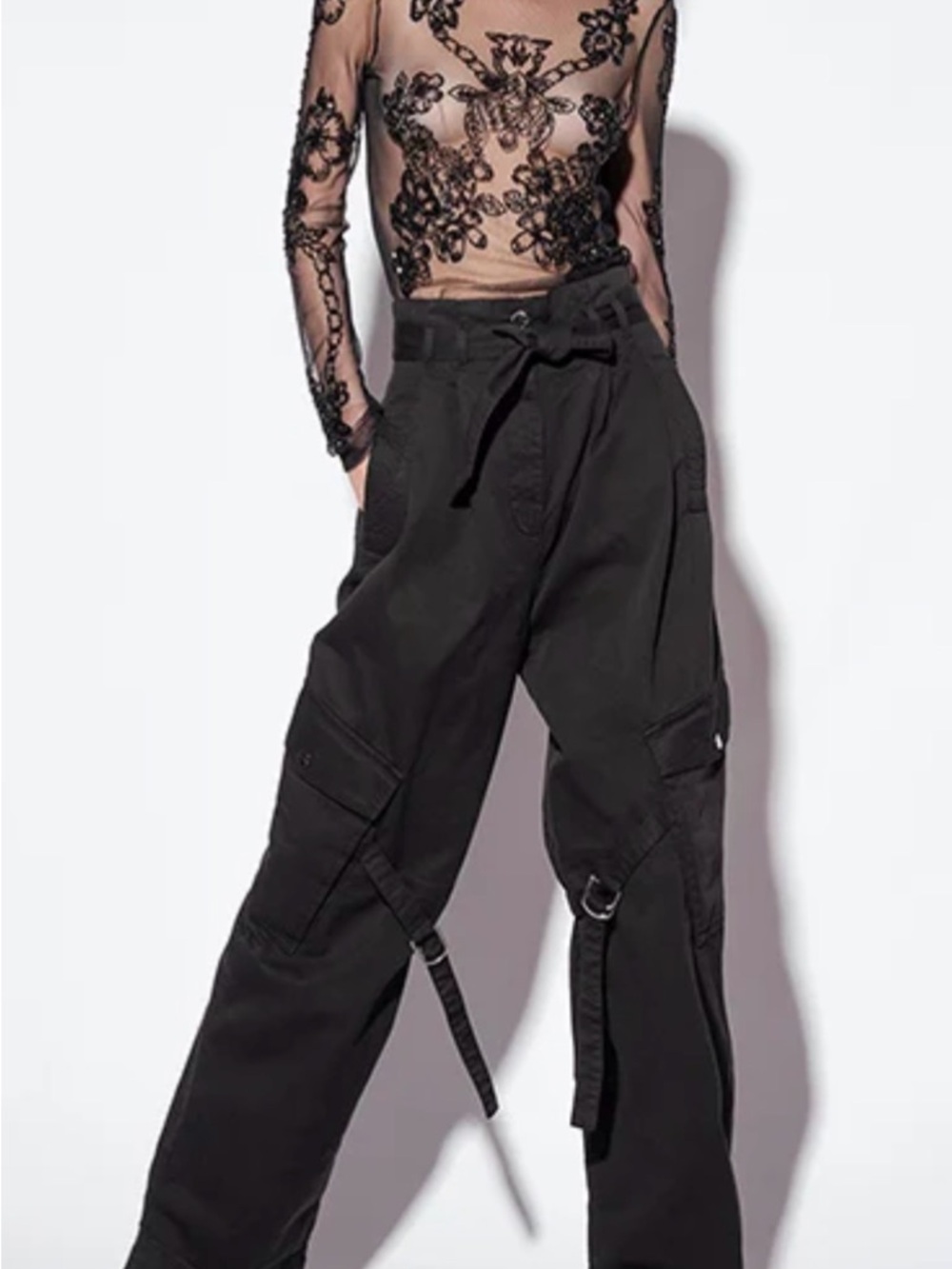 Pinko Womens Black Cargo Strap Utility Pants